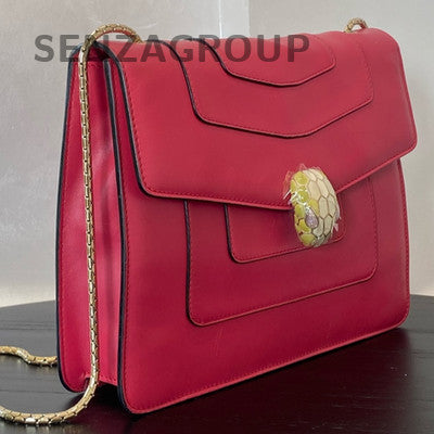Bulgari Serpenti Forever Medium Pink Chain Shoulder Bag Gold Clasp