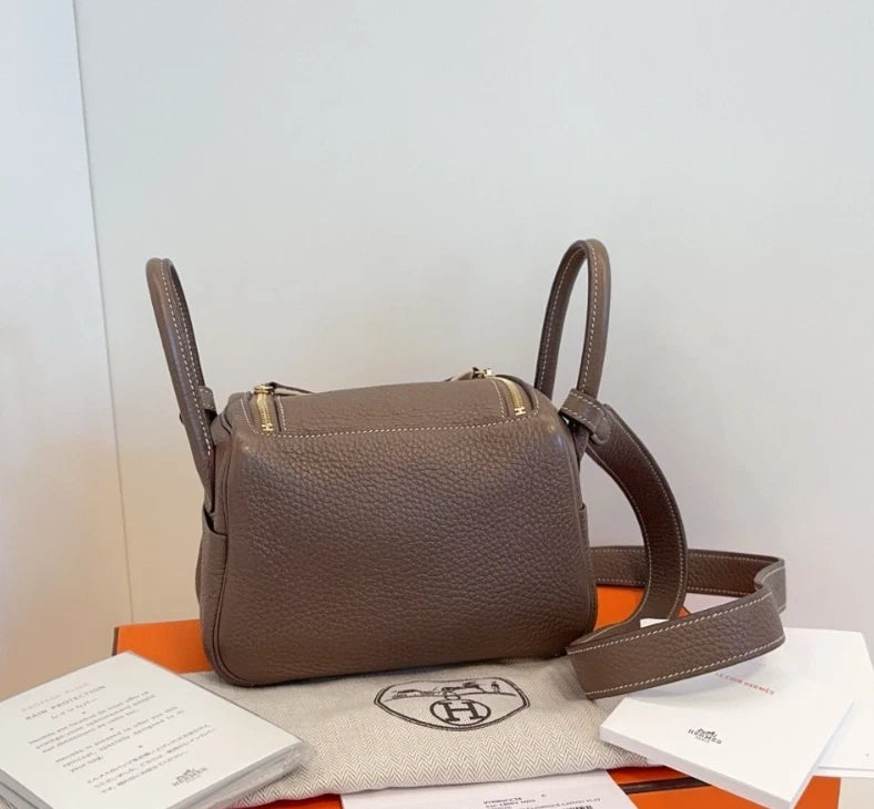 Hermes Mini Lindy Top Handle Bag Shoulder Bag Gold Hardware Women