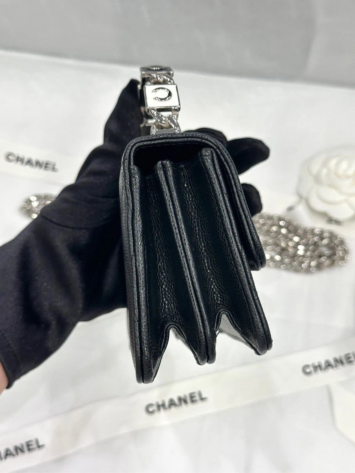 CHANEL Mini WOC Enamel Top Handle Leather Bag For Women