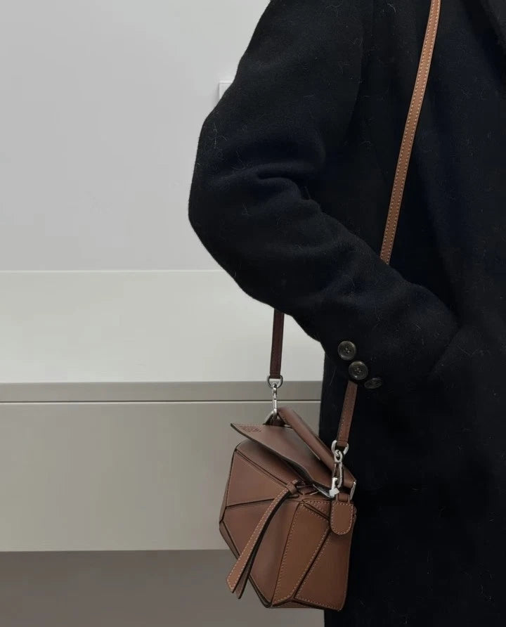 LOEWE Puzzle Mini Brown Geometric Crossbody Bag For Women