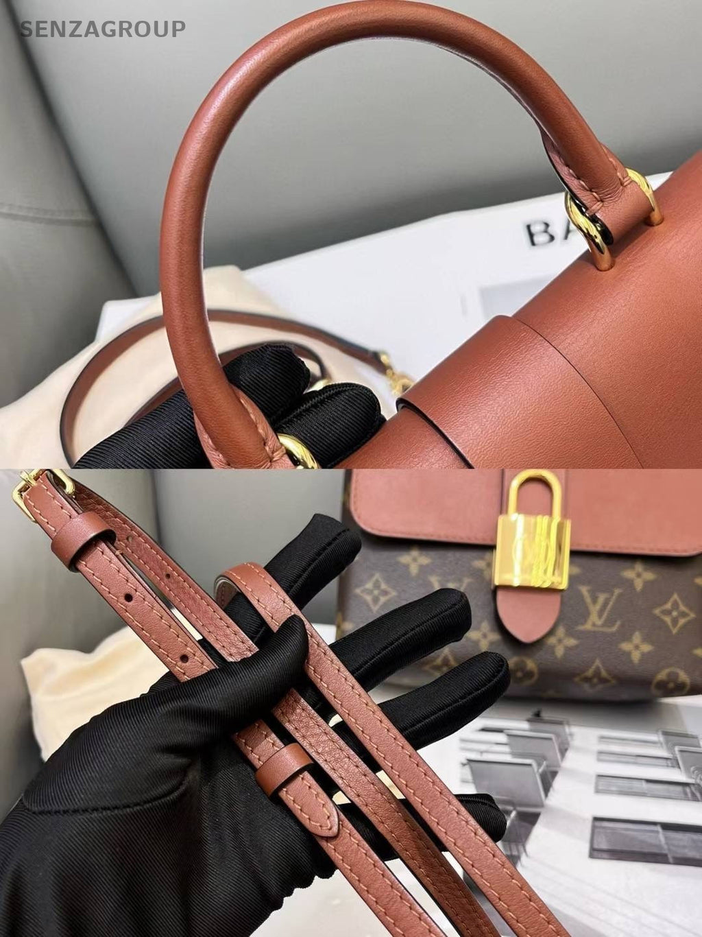 Louis Vuitton Locky BB Monogram Top Handle 2way Shoulder Handbag Brown Women