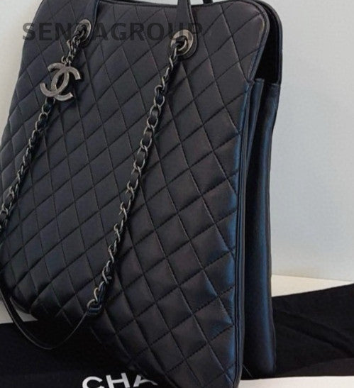 Chanel Hobo Handbag Chain Shoulder Bag Black Silver Used Women Classic