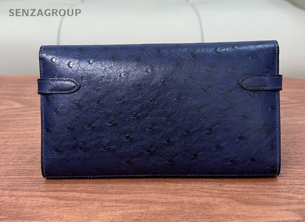 Hermes Kelly Long Wallet Maltese Blue Gold Women