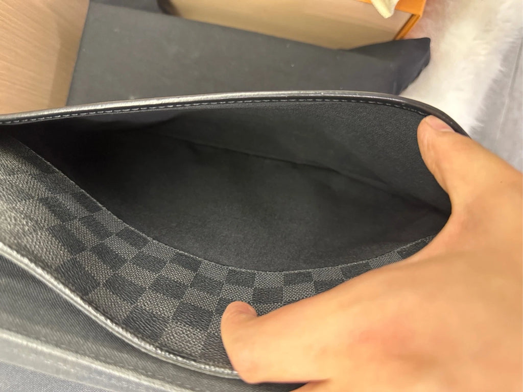 Louis Vuitton Canvas Black Checkerboard Flap Messenger Bag For Women