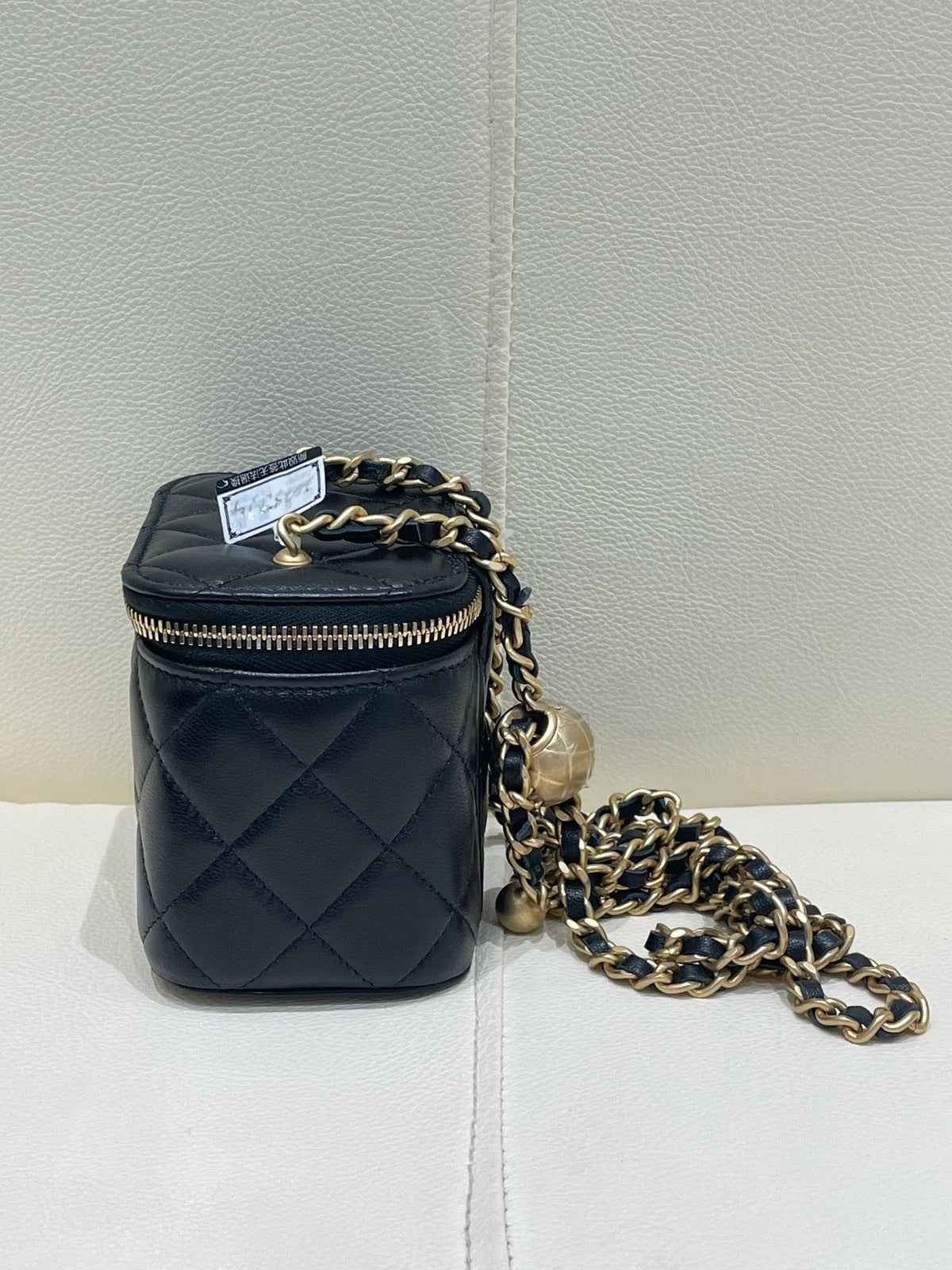 CHANEL Black Lambskin Gold Ball Mini Box Crossbody Bag For Women