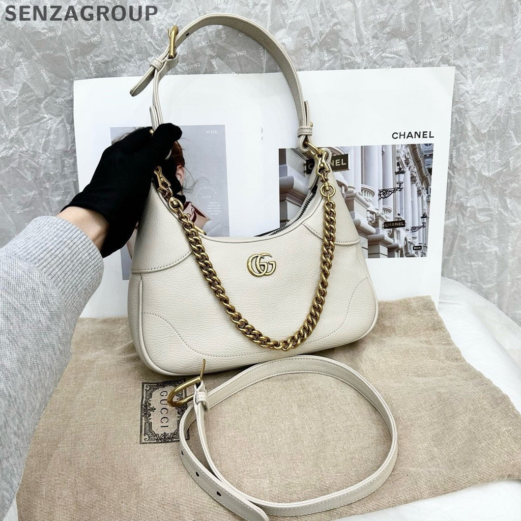 Gucci Aphrodite White Gold Crescent Moon Chain Shoulder Bag Classic Women