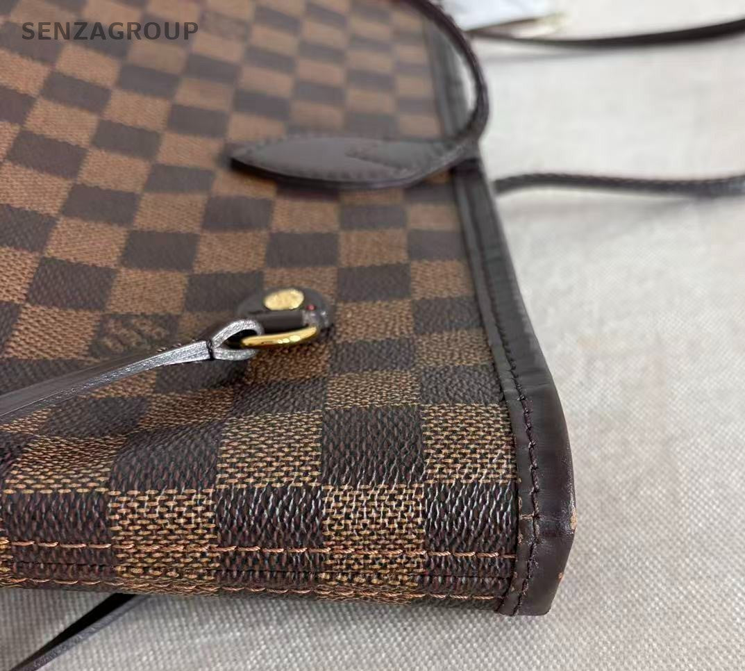 Louis Vuitton Neverfull MM Damier Ebene Shoulder Bag Brown Red  Women Classic