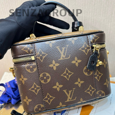Louis Vuitton Monogram Vanity Chain Crossbody Bag Brown Gold