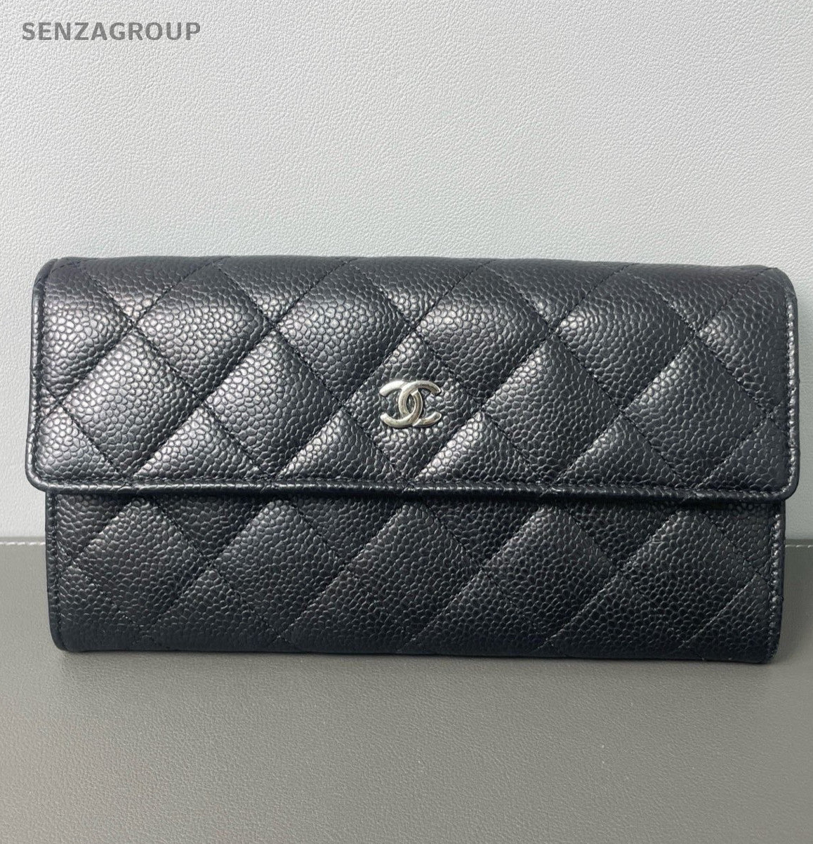 Chanel Diamond Clutch Black Silver Red Women Classic Fashion