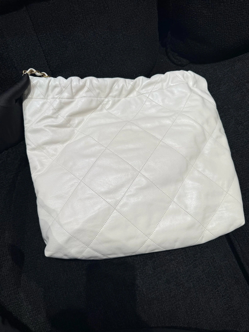 New CHANEL Calfskin 22Bag Medium White Gold Tote Bag For Women