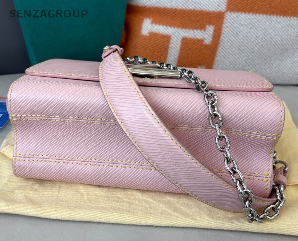 Louis Vuitton Twist MM Epi Shoulder Bag Pink Silver Used Women Classic Fashion