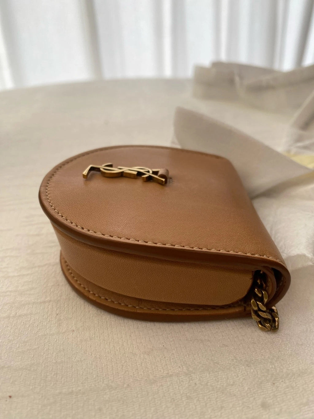 Saint Laurent Beige Leather Mini Crossbody Bag For Women