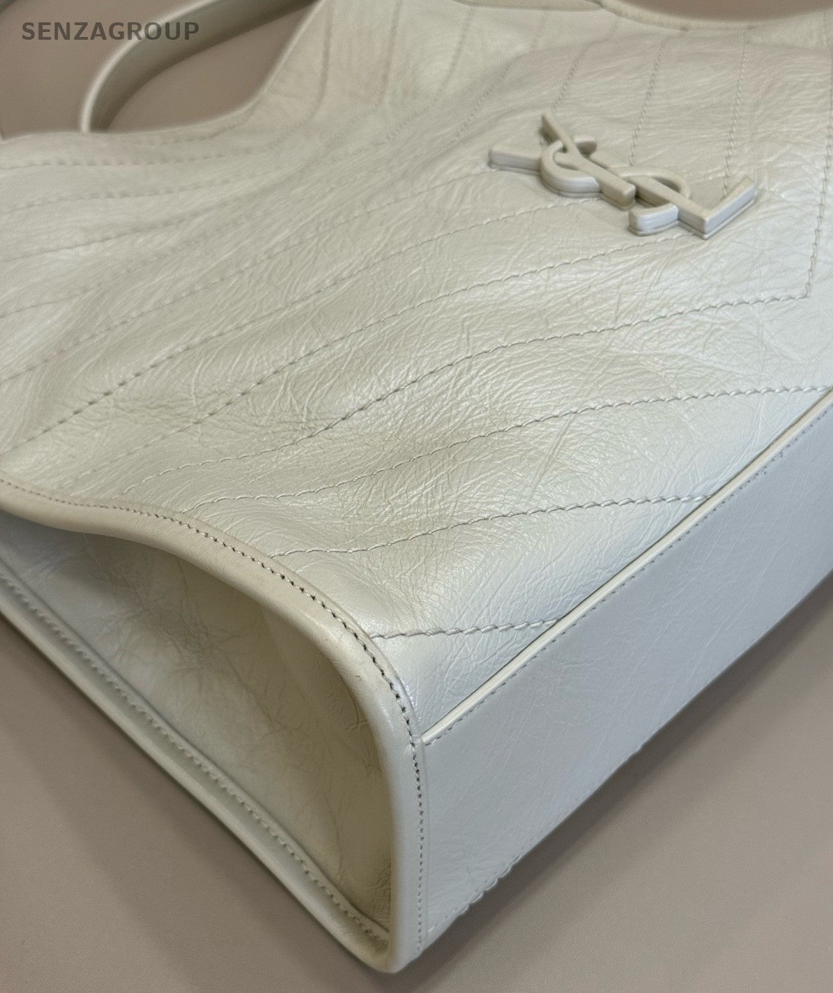 YSL Saint Laurent shoppingbag Tote Shoulder Bag White Women