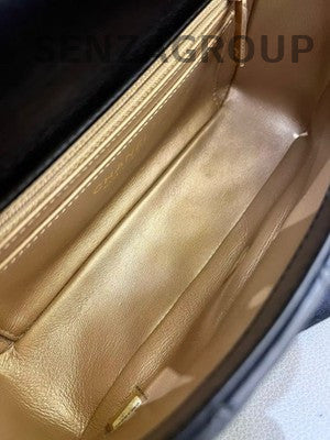 Chanel Black Caviar Gold Ball Mini Flap Bag Quilted Crossbody