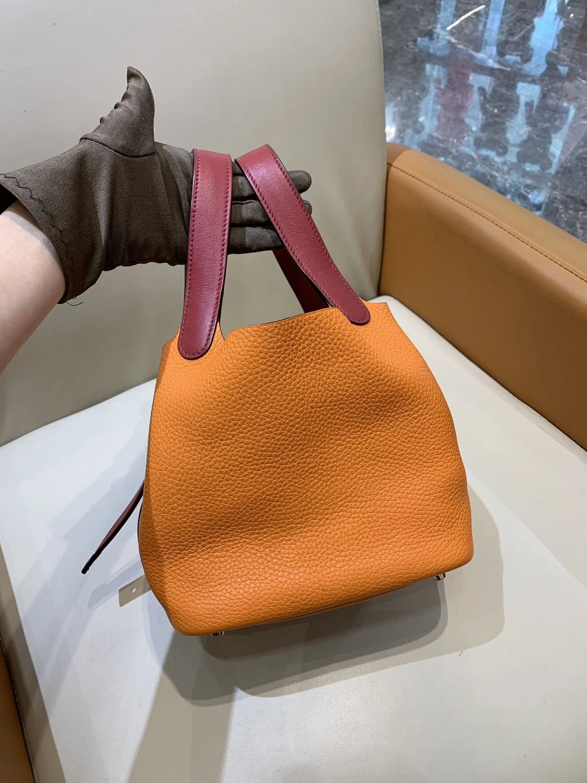 Hermes Picotin18 TC Leather Bicolor Bucket Bag For Women
