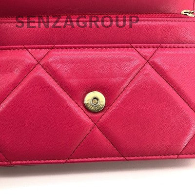 Chanel 19 WOC Wallet on Chain Red Gold Lambskin Shoulder Bag