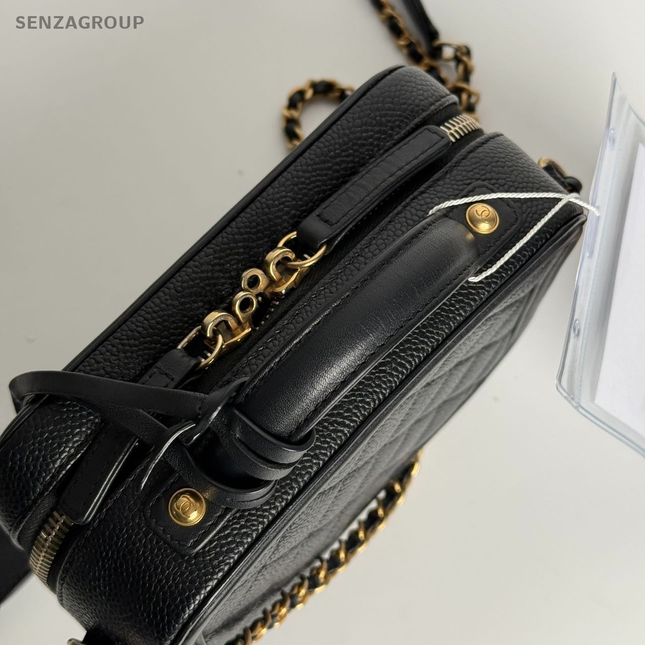 SJ0001 Chanel Vanity Case Small in Black Caviar Leather with Quilted Detail