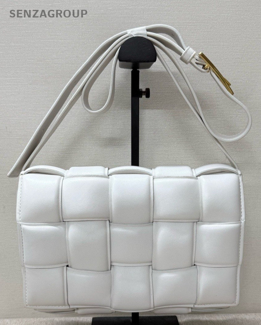 Bottega Veneta Padded Cassette 2Way Shoulder Bag Crossbody White Gold Used Women