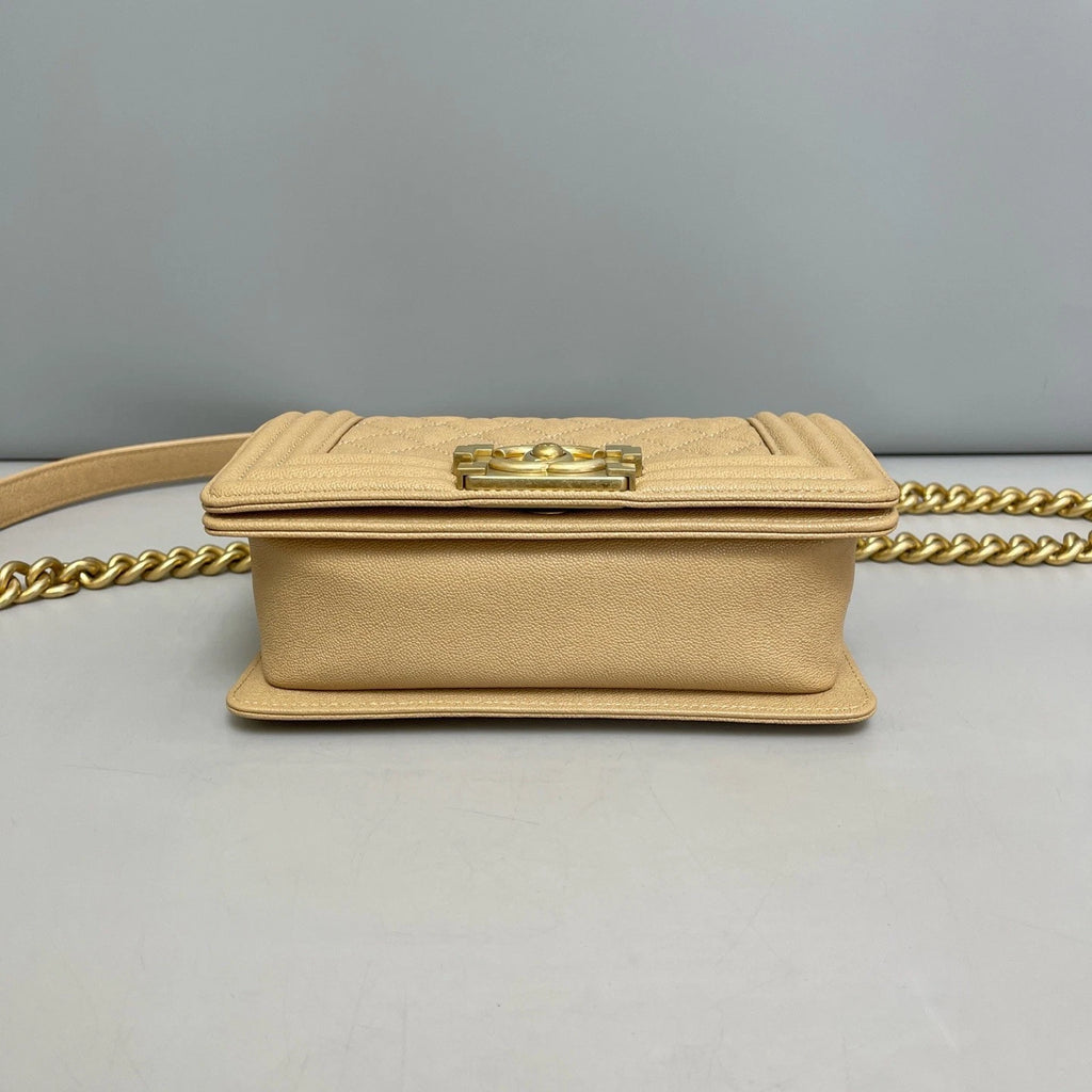 Chanel Leboy PM Calfskin Shoulder Bag Crossbody Bag Beige Women