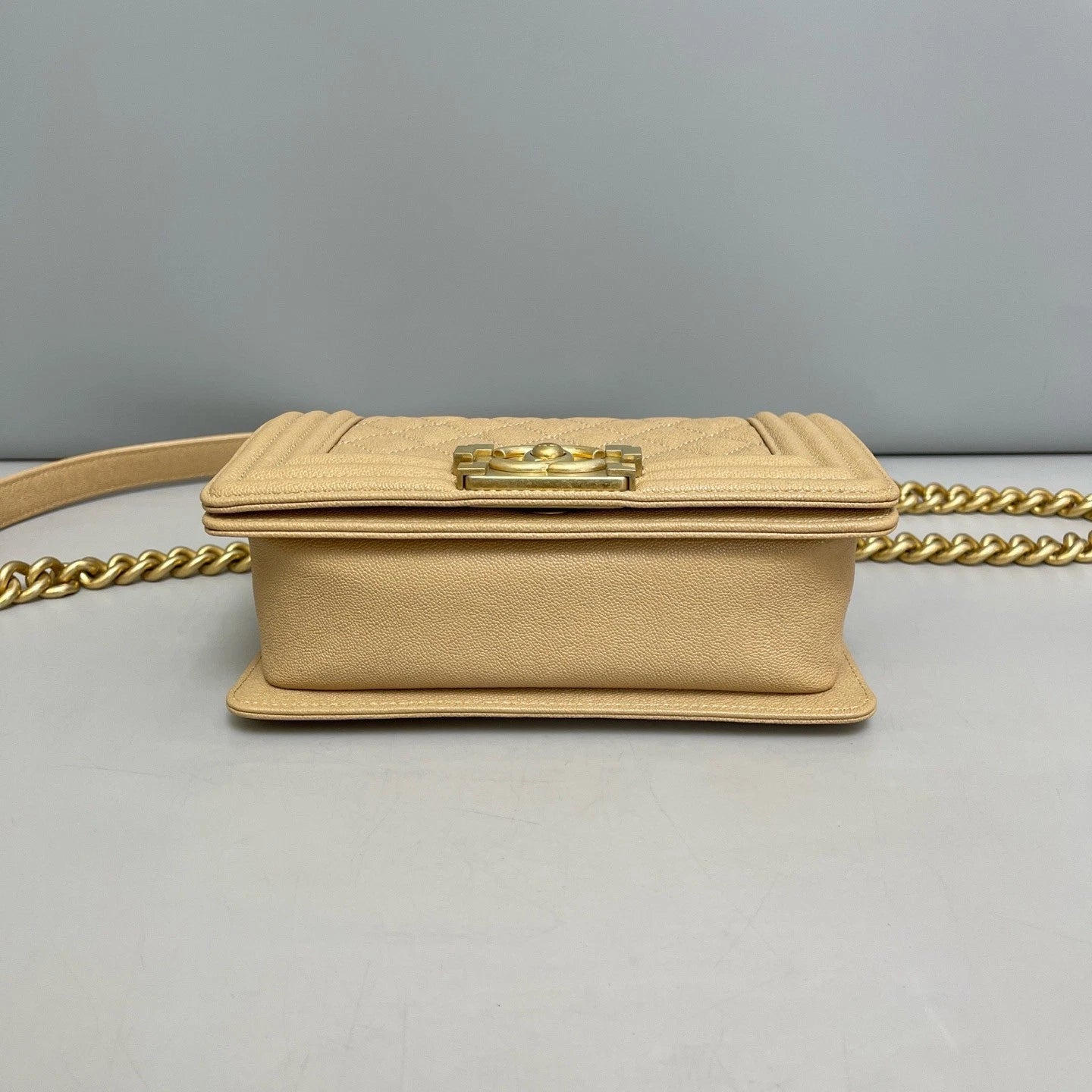 Chanel Leboy PM Calfskin Shoulder Bag Crossbody Bag Beige Women
