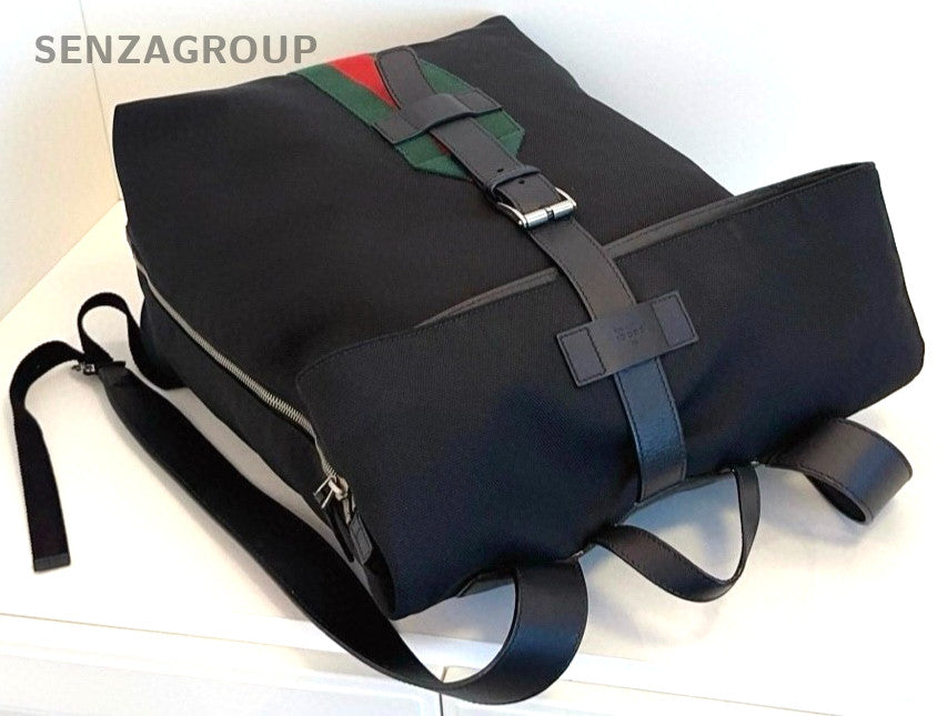 GUCCI Canvas Backpack Black Green Classic Color Shoulder bag