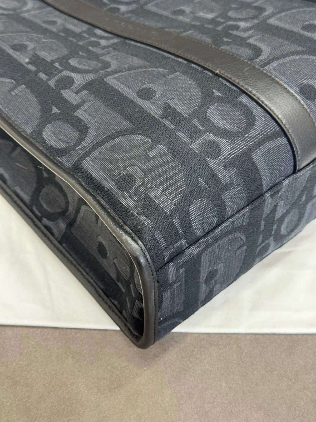 Dior Black Canvas Monogram Women Tote Handbag
