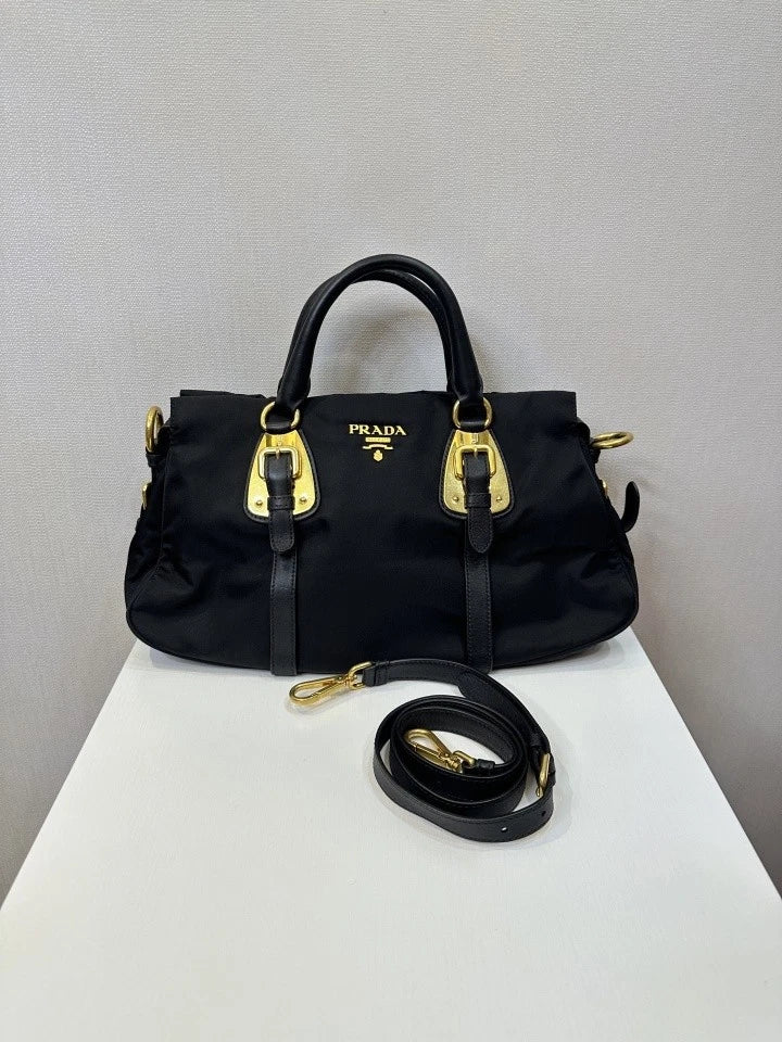 Pre-owned Prada Black Nylon Classic Handbag Women Large Capacity