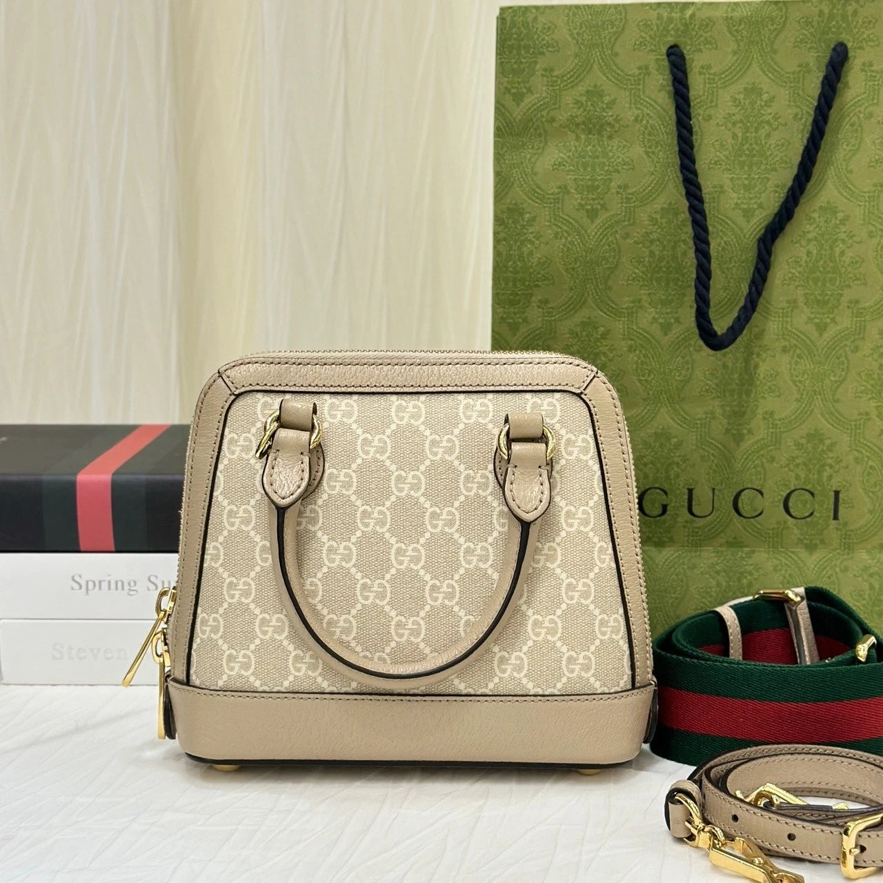 GUCCI 1955 Monogram Canvas Mini Shell Crossbody For Women