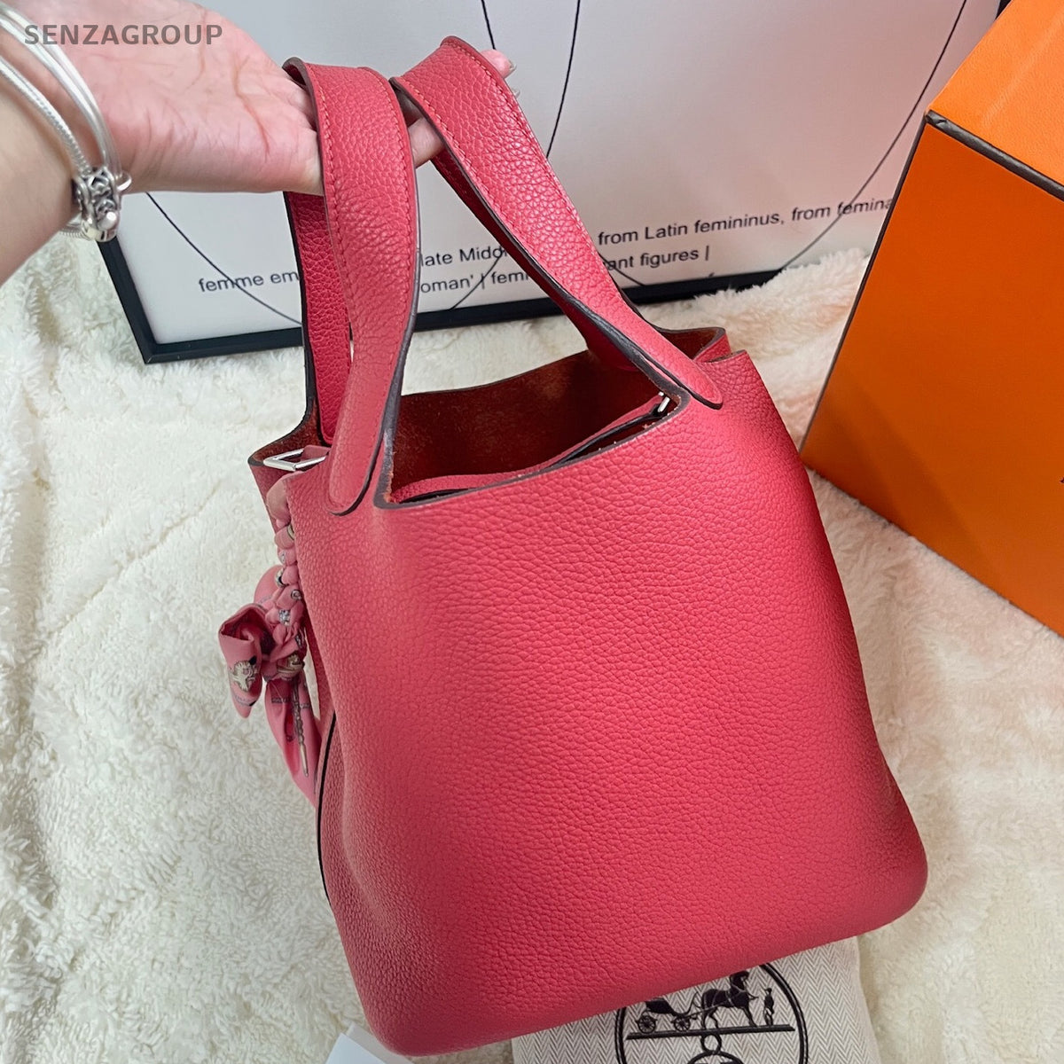 Hermès Picotin Lock Bag TC Leather Red Silver Women's Classic Tote