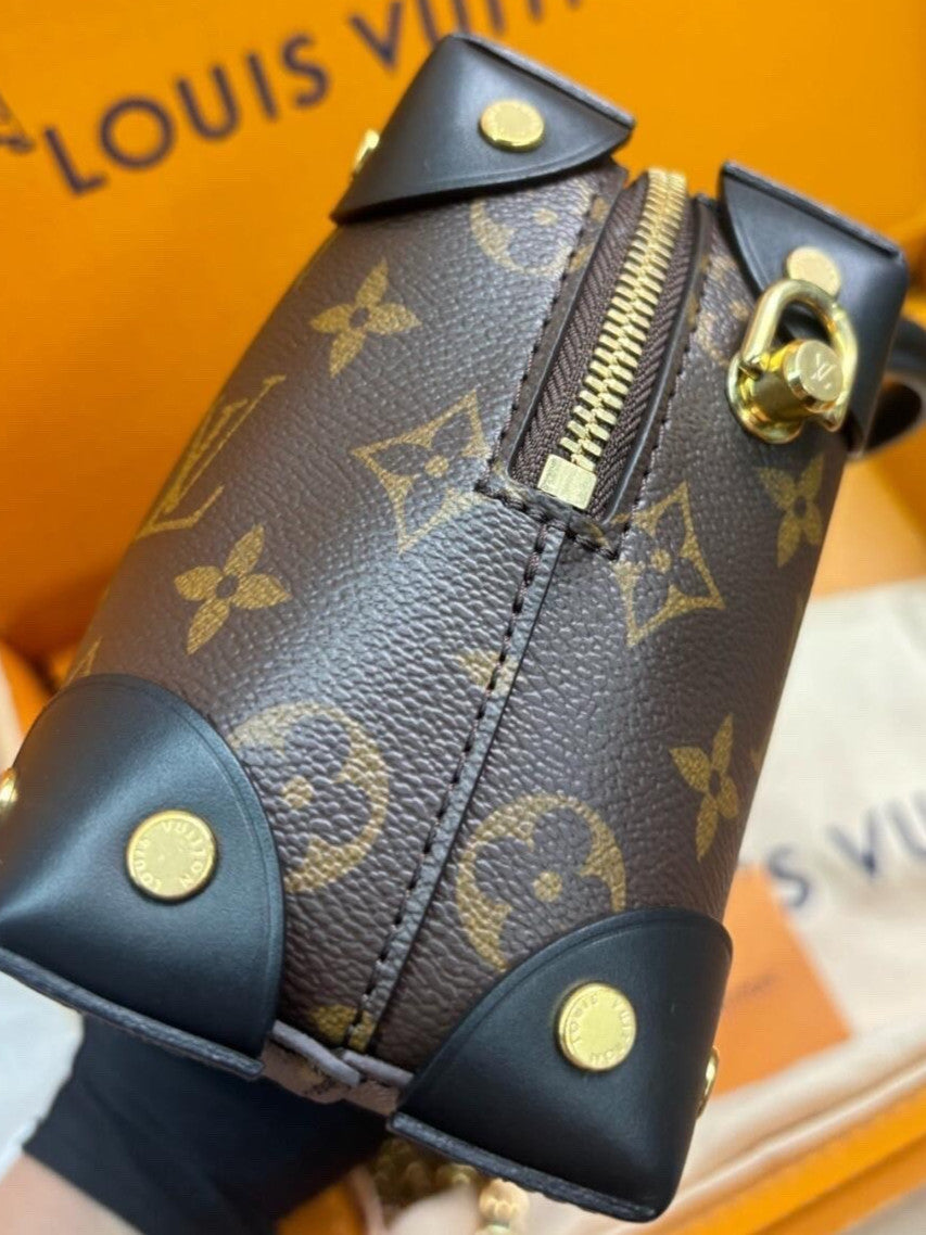 Louis Vuitton Monogram 2Way Top Handle Bag Crossbody Brown Gold Women Classic