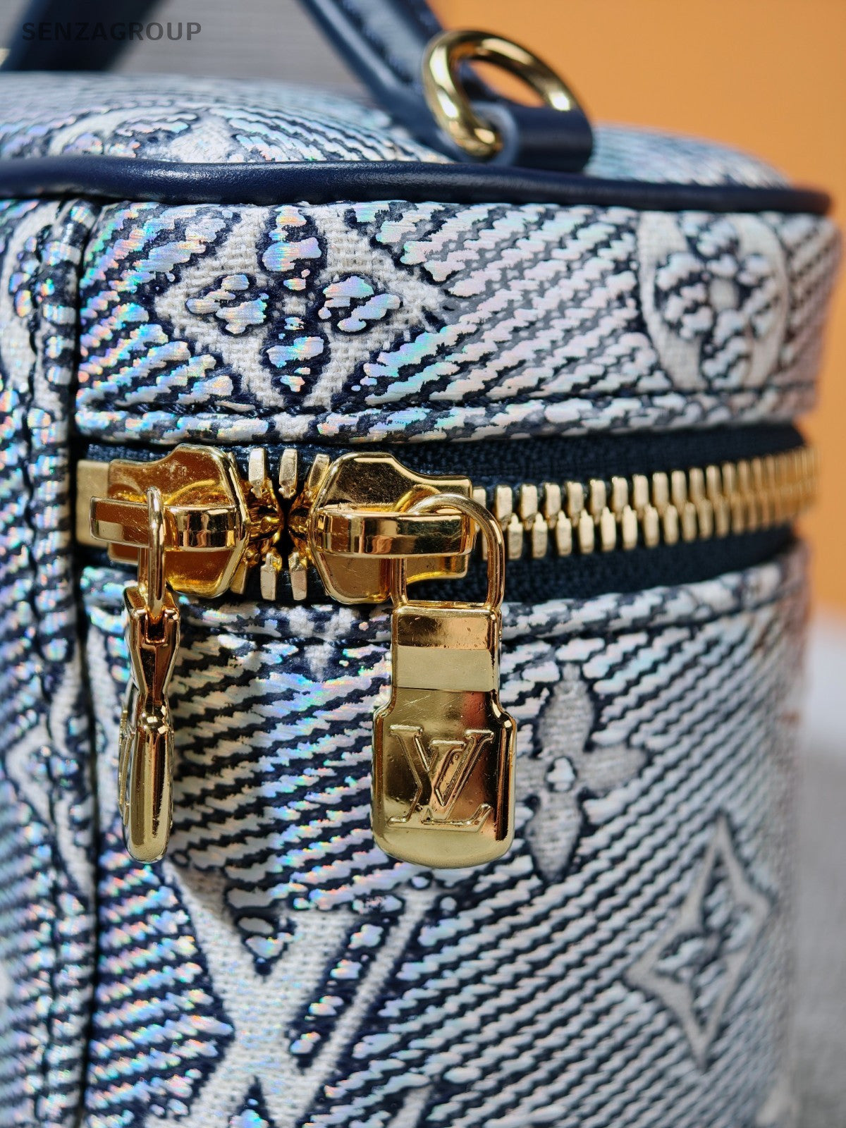 Louis Vuitton Vanity Mini Chain Shoulder Bag Blue Gold Used Women Classic