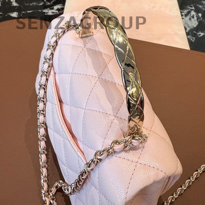 Chanel Coco Crush Quilted Pink Gold Shoulder Bag - Fashion Women