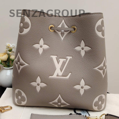 Louis Vuitton Grey Gold Bucket Bag Monogram Print Shoulder Tote
