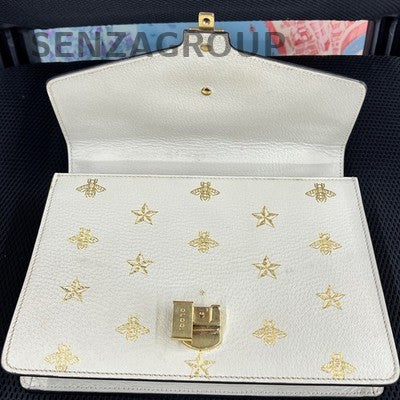 Gucci Soho Disco Medium White Leather Shoulder Crossbody Bag Women's