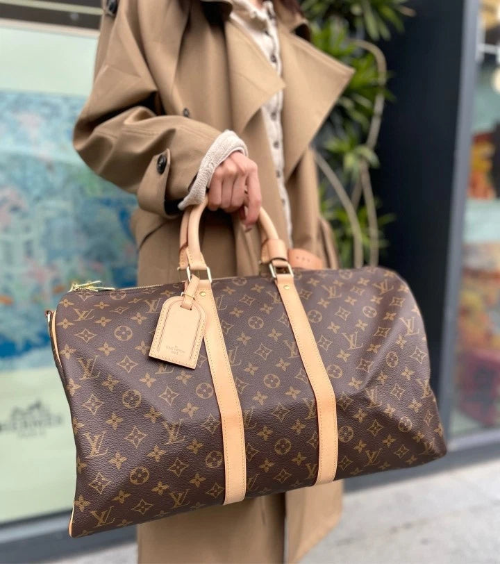 Louis Vuitton Canvas Keepall45 Travel Top Handle Bag For Women