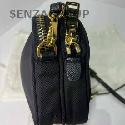 Prada Nylon Mini Camera Bag Black Gold Shoulder Crossbody Classic Women