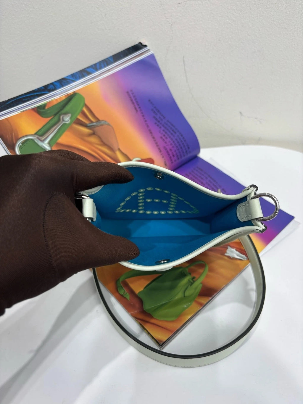 Hermes Mini Evelyne Green Leather Shoulder Bag For Women