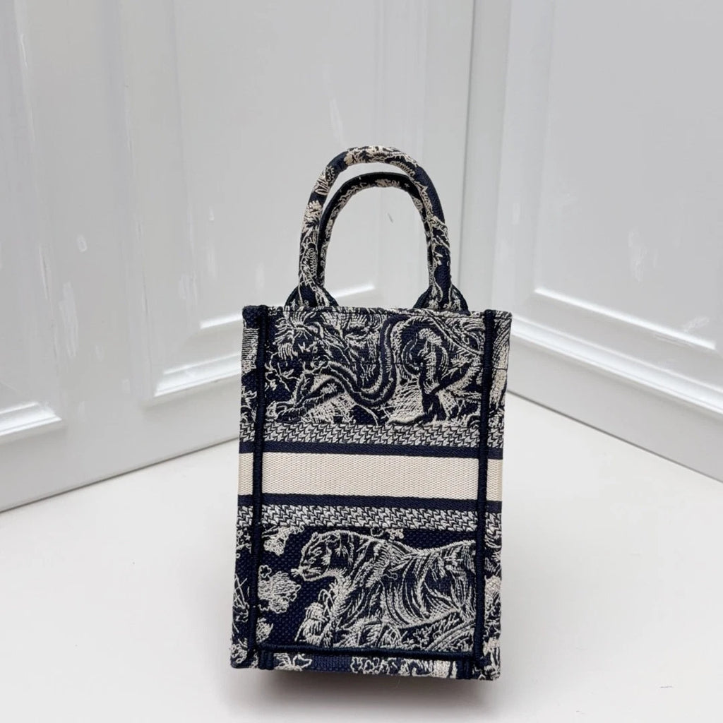 Christian Dior Phone Bag Mini Top Handle Crossbody Bag Blue White Women