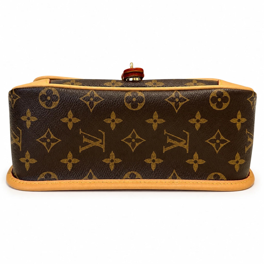 Louis Vuitton Diane Monogram Canvas Shoulder Crossbody Bag Brown Gold Buckle
