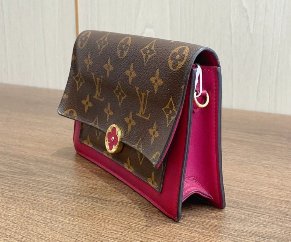 Louis Vuitton Flore WOC Monogram Red Chain Shoulder Bag Women Fashion