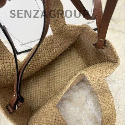 Loewe Woven Leather Shoulder Crossbody Bag Beige Brown Women Classic