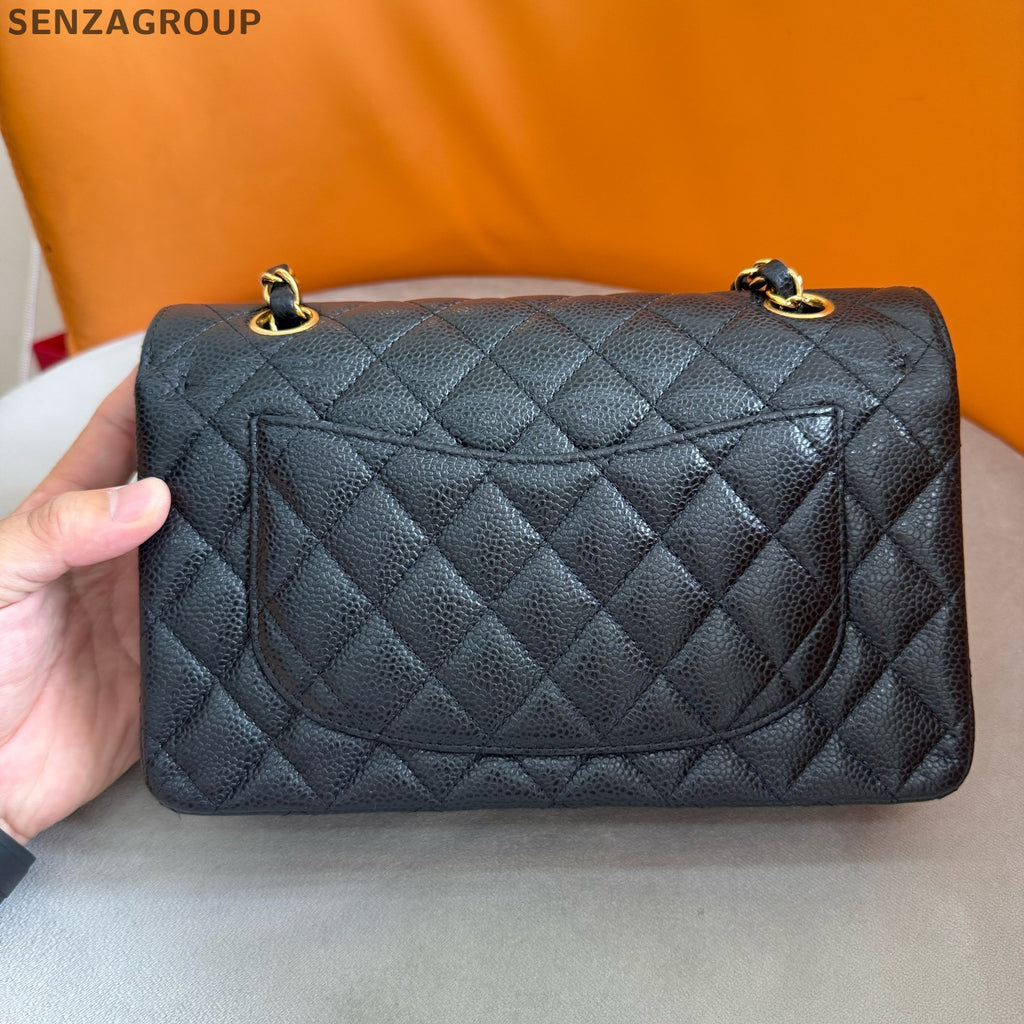 Chanel CF Black Gold Small Quilted Chain Shoulder Crossbody Bag