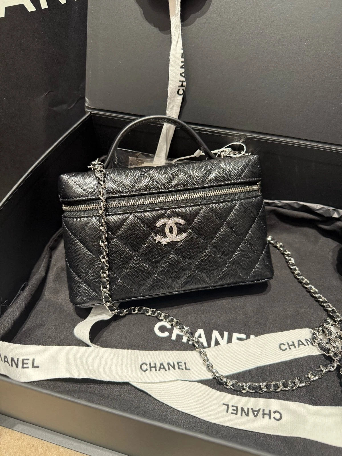 New CHANEL Calfskin Star Lunch Box Bag For Women