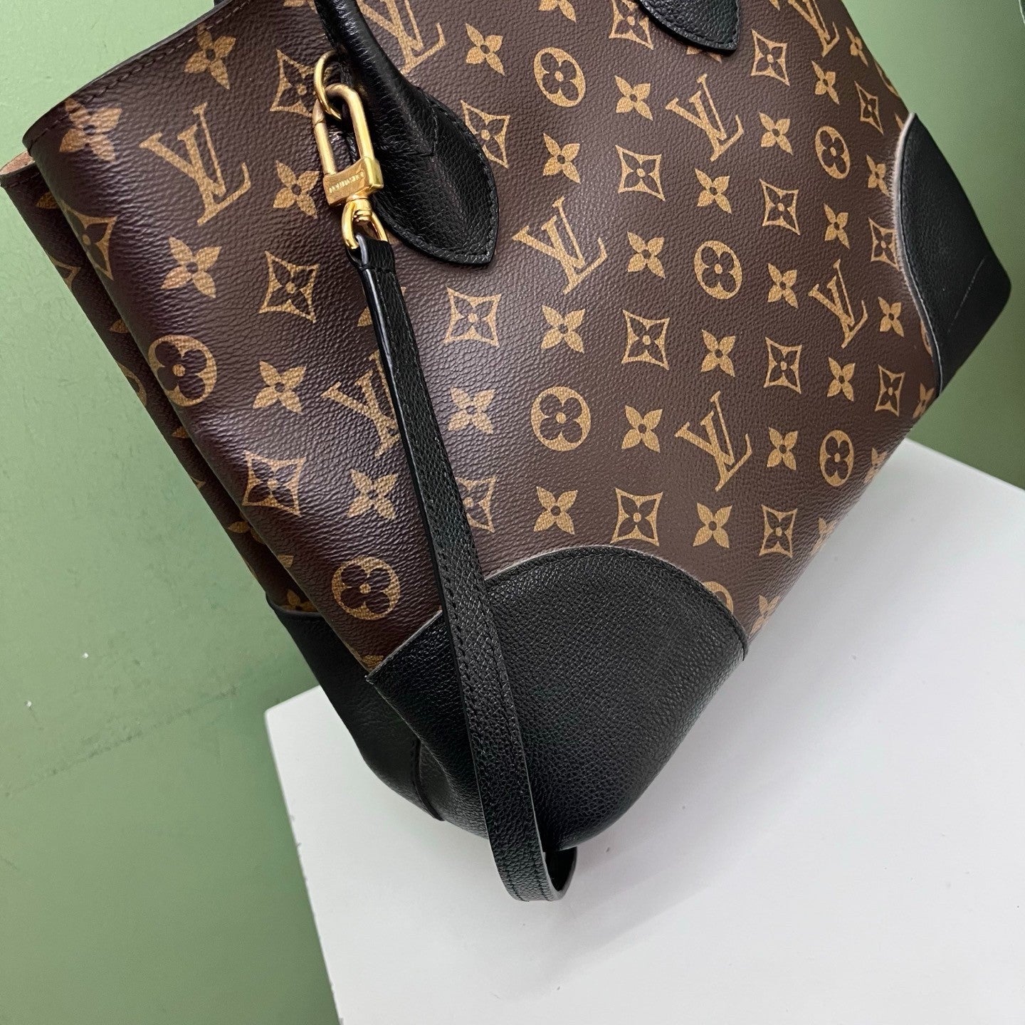 Louis Vuitton Flandrin Tote Monogram Top Handle Shoulder Bag Brown Gold Women