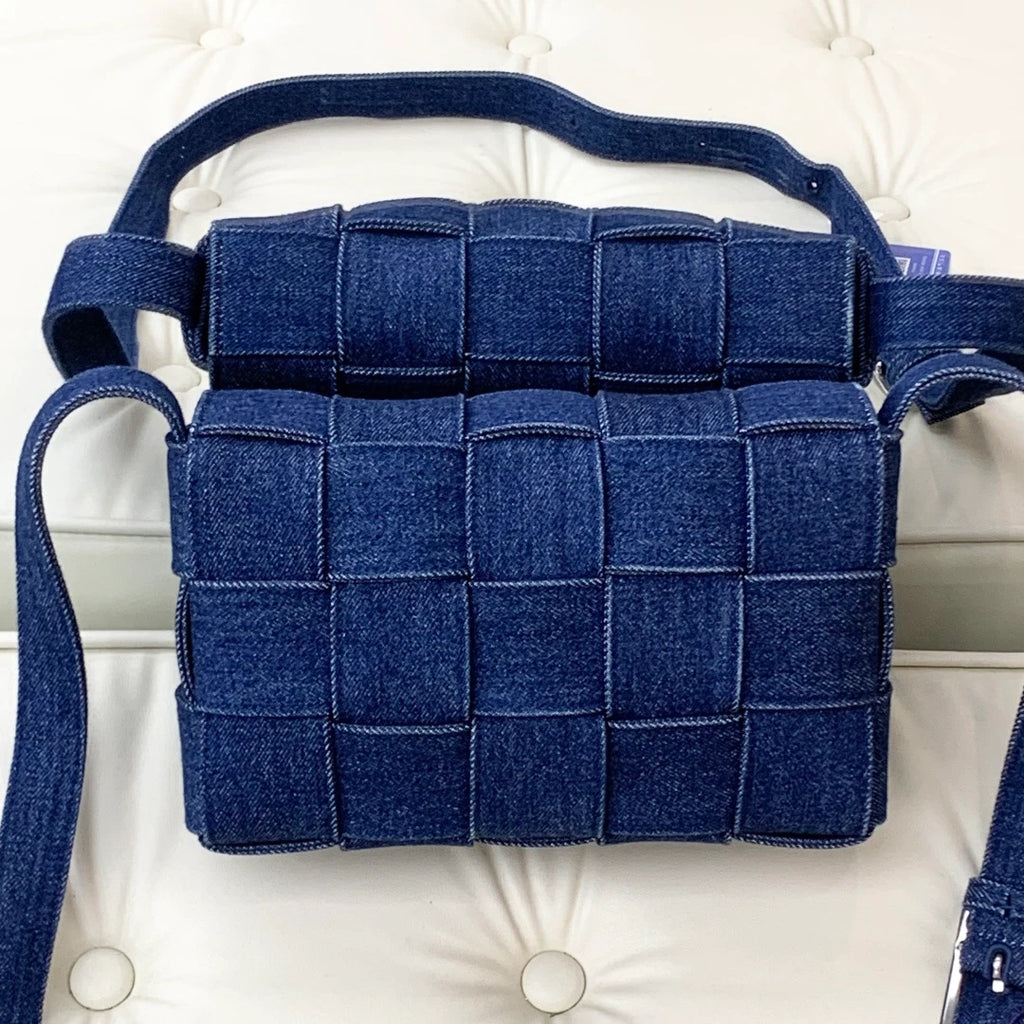 Bottega Veneta Cassette Denim Shoulder Crossbody Bag Blue Women Fashion