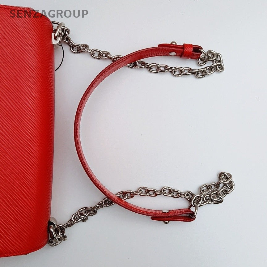 Louis Vuitton Twist MM Chain Shoulder Bag Red Silver Women Classic Fashion