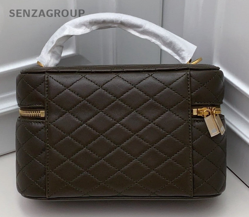 Saint Laurent Gaby Mini Lambskin Top Handle Bag Crossbody Green Gold Women