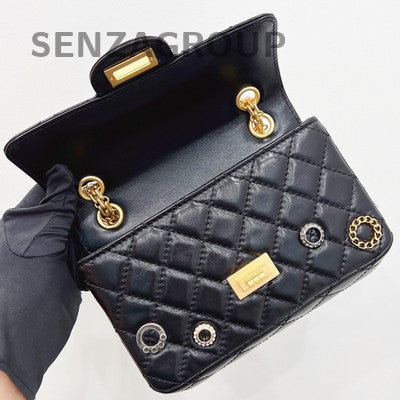 Chanel Quilted Mini Black Caviar Leather Chain Crossbody Bag Classic