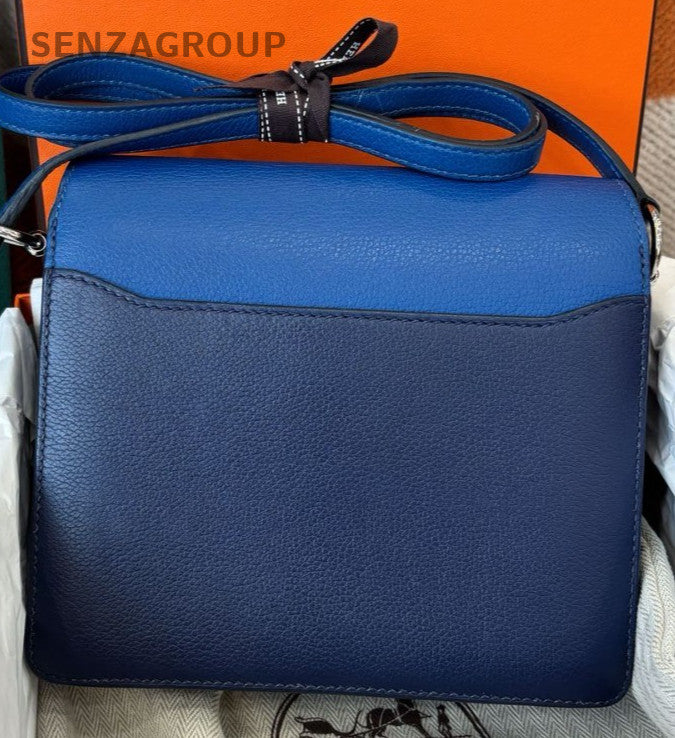 Hermes Roulis19 Mini Crossbody Blue Silver Women Classic Designer