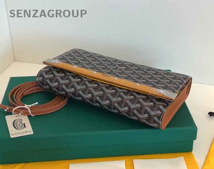 Goyard Monogram Monte Carlo Clutch Crossbody Shoulder Bag Women Brown